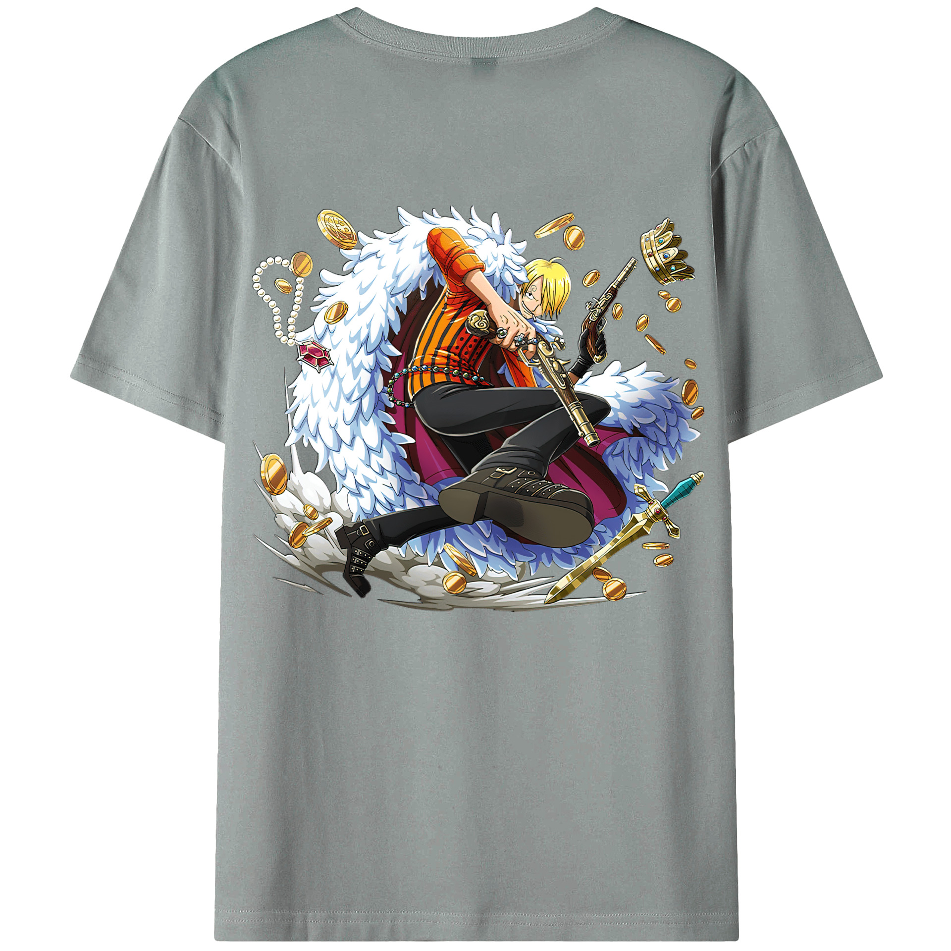 （画像用） ワンピース サンジ ONE PIECE Sanji 綿100％ メンズ半袖Tシャツ（バックプリント） 通気性